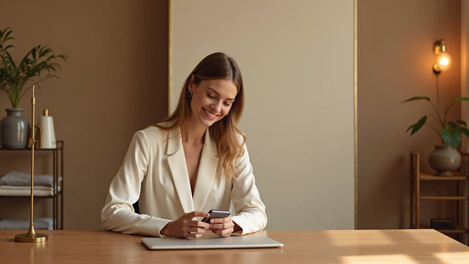 Kin device on a warm wooden table